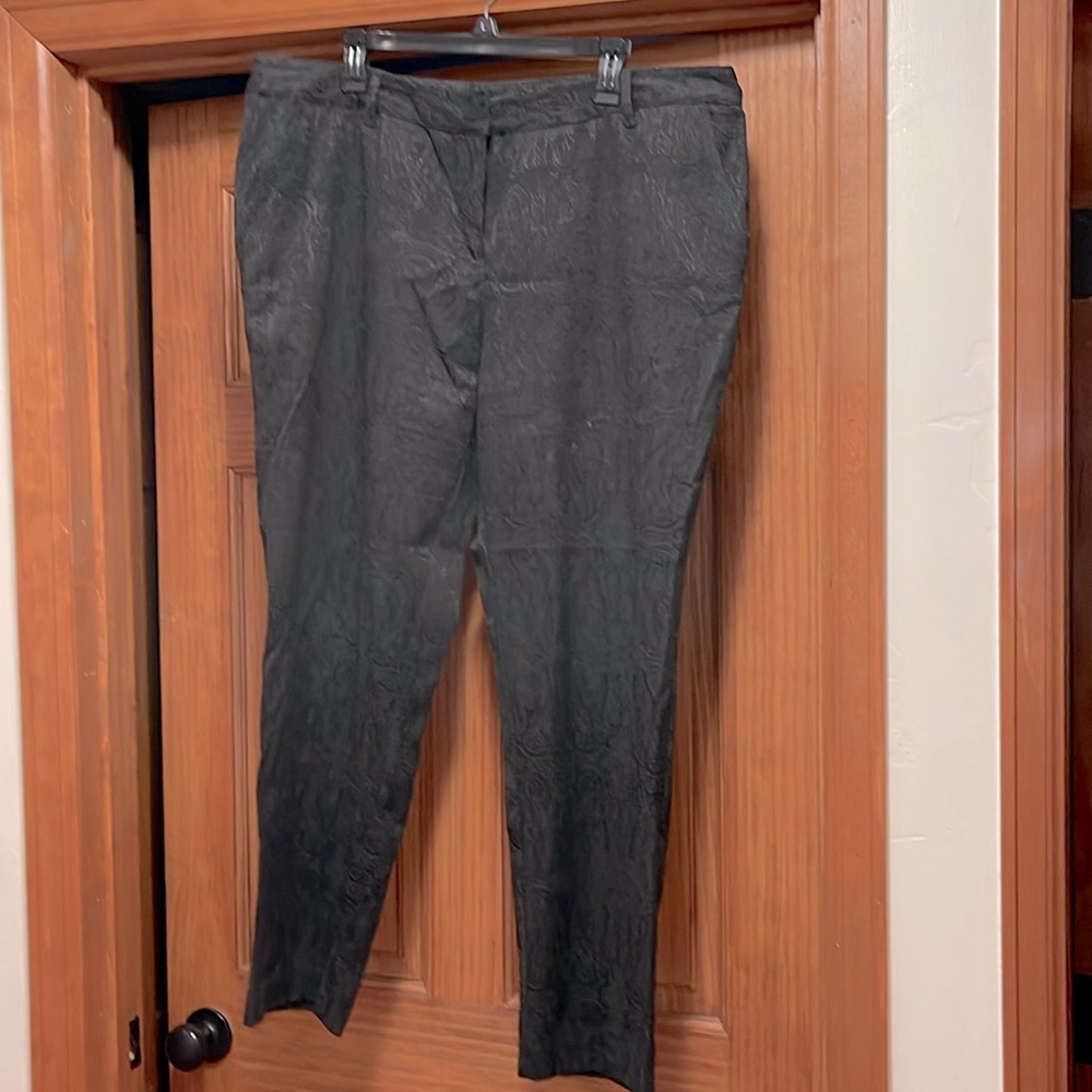 Black brocade patterned slacks